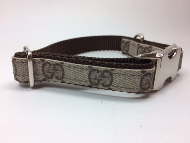 Gucci Dog Collar, Upcycled, Recycled, Repurposed, Metal clasp, Plastic Clasp, Navy Monogram Available, Designer Upcycled