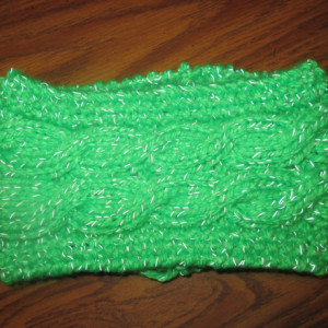 Hand Knit Headband/ Earmuff- Reflective Neon Green
