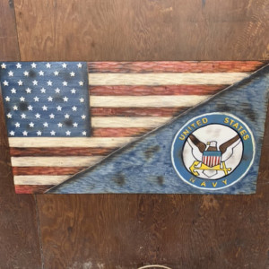 Split American Flag and US Navy