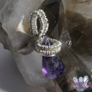 Amethyst(Natural)Crystal Pendant / Natural Crystal Jewelry / Healing Crystal Jewelry / Purple Crystal / Gemstone Pendant /Wire Weave Jewelry