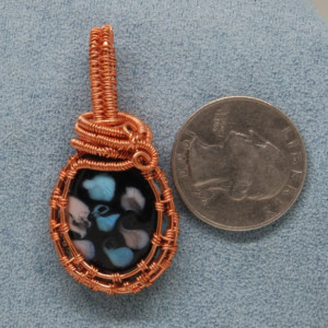 Lampworks Bead in Woven Wire Pendant