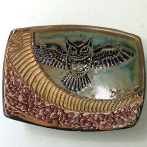 Owl Spoon Rest, Soap Dish Hand Made Stoneware Pottery