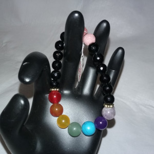 7 Chakra Healing Gemstones w/Lava Stone Diffuser Bracelet