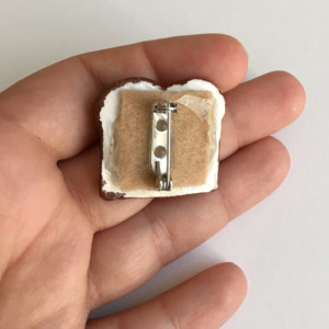 Handmade Brooch Toast Pin Bread Cute Kawaii Clay jewelry Artisan accessory