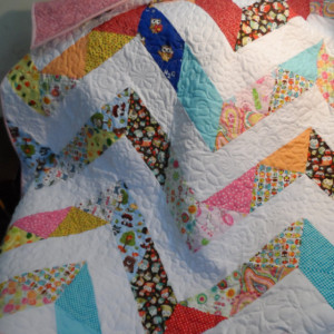 Modern lap quilt fun chevron patchwork quilt