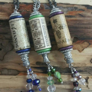 Wine Cork - Necklace - Necklace Made from a Real Wine Cork - Wine Lovers - Various Colors and Wine Brands - Beads - Beaded Necklace - Unique