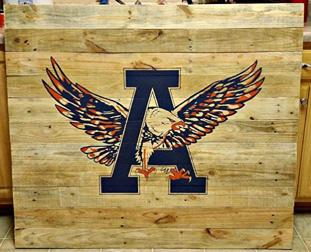 Large Rustic Handmade Auburn University War Eagle Reclaimed Wooden Pallet Sign