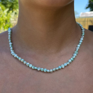 Light Blue Freshwater Pearl Beaded Necklace