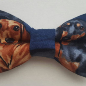Navy blue Daschaund pet bow tie