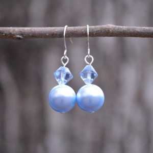 Blue Glass Pearl Earrings
