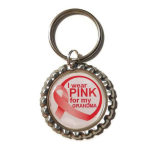 Breast Cancer Awareness "I Wear Pink For My Grandma" Bottle Cap Keychain, Breast Cancer, Survivor, Find A Cure, Pink Ribbon