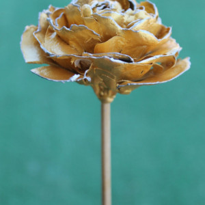 Gold Green Hand-Painted Cedar Rose Pine Cone Flower