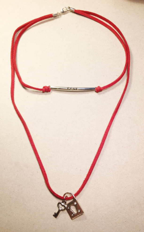 Red Layered Choker Necklace with Charms