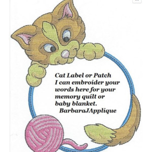 Cat Quilt Label - free shipping on labels