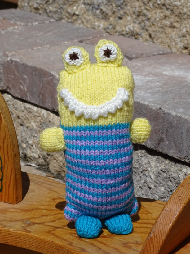 Monster, Baby Toy, Stuffed Monster, Hand Knitted Monster,  Striped Toy
