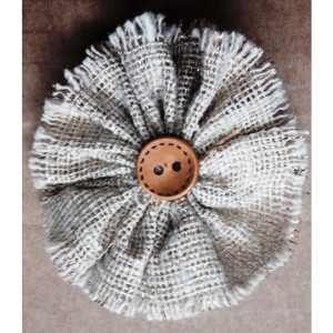 Natural Glitter Burlap Flower Hair Clip w/Button accents - Rustic Country Shabby chick for Women