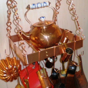 12 Inch SQUARE Hanging Solid Copper Pot Rack with 16 hooks and 48 inches of copper chain FREE U S Shipping