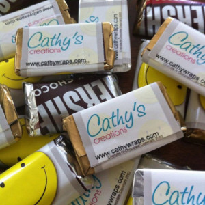 Edible Business Cards - Personalized Hershey Miniatures wrapped with your logo and business info - Pack of 40