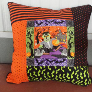 Embroidered Halloween Pillows -Set of Two