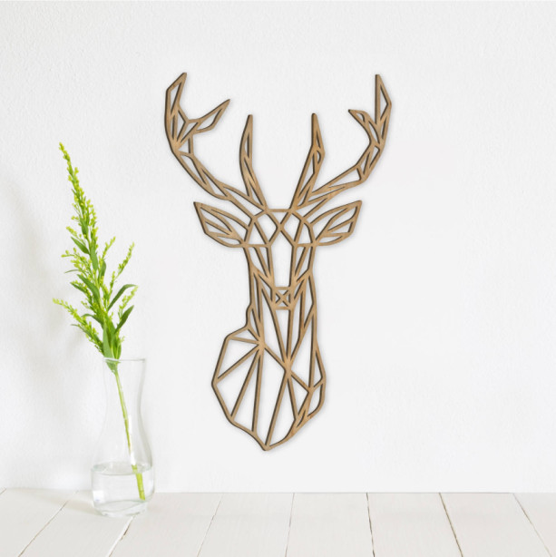 Geometric Deer Wall Art, Geometric Animal Wood, Home Decor, Living Room Decor, Animal Decor