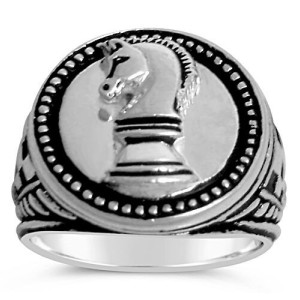 Knights Chess piece sterling silver signet ring