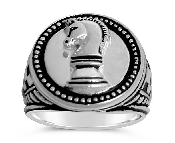 Knights Chess piece sterling silver signet ring