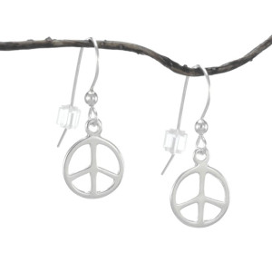 Free Shipping - Small .925 Sterling Silver Peace Earrings