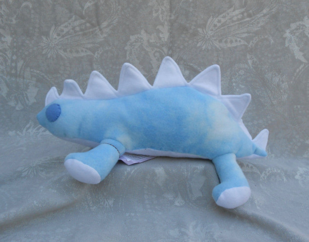Mottled Light Blue Stegosaur Dinosaur with White Accents