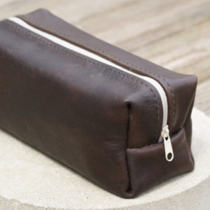 Leather toiletry case, Leather travel bag, Leather dopp kit, Men's leather toiletry bag