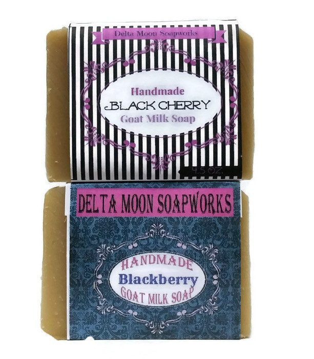 Black Cherry & Blackberry Goat Milk Soaps, olive oil soap, farmers market soap, mild handmade soap, shaving soap, gift soap, fragrant soap
