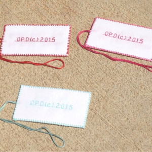 2" x 3 3/4" (30) Handmade. Fabric. Personalized Tags. Wedding. Birthday. Bridal Shower. Baby Shower. Gift Bag Tags. Favor Tags. DMC Floss.