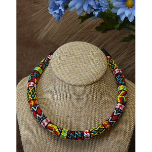 Handcrafted Southwestern Peyote with a Twist Beaded Necklace/Rope