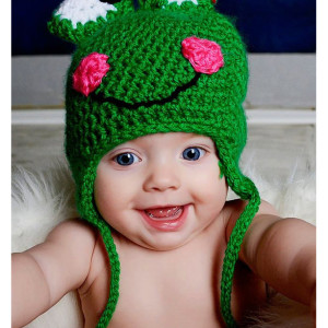 Happy Frog Crocheted Hat for Infants through Adults
