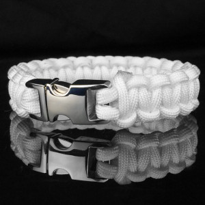White Designer Unisex Braided Survival Mil-Spec Type III 550 Parachute Cord with Full Metal Alloy Quick Detach Buckle (Chrome)