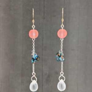 The Delilah | handmade bead drop earrings, frosted sea glass, Czech glass, teardrop beads, Gifts for Her