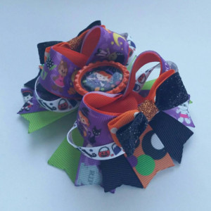 Halloween Stacked Boutique Hair Bow , Halloween hair bow, Halloween bow, Halloween clip, Halloween, witch Hair Bow, orange and black hairbow