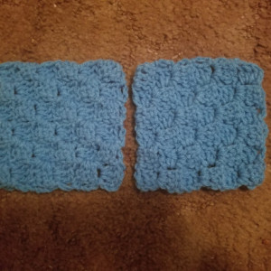 Light Blue Square Crochet Coaster Set