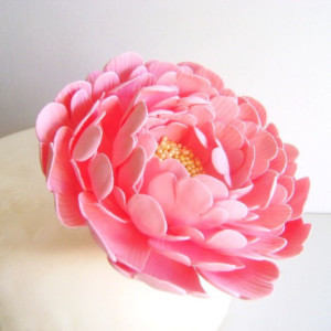 Coral Pink Peony Cake Flower Clay Flower Cake Topper Blush Wedding Cake Flower Wedding Cake Decor Wedding Cake Topper