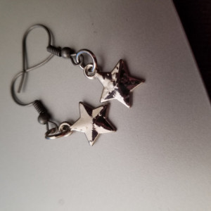 Solid silver star hook earrings