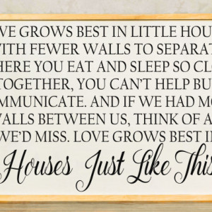 Love Grows Best in Little Houses, Framed Sign, Love Grows in Houses Like This Inspirational Sign, Distressed Sign, Family Together Sign