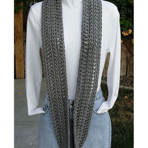 Gray Cowl SCARF Infinity Loop Solid Heather Medium Grey, COLOR OPTIONS Soft Acrylic Lightweight Crochet Knit Skinny Narrow Circle, Ready to Ship in 3 Days