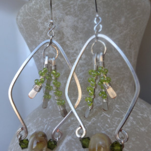 Constructed Rhombus Earrings with Mixed Media