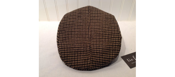 Black and caramel houndstooth wool flat cap limited edition