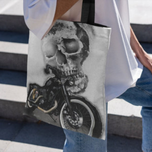 Skull Tote Bag, Motorcycle Bag, Motorcycle Art, Art Tote Bag, Unique Gifts, Gothic Tote Bag, Motorcycle Purse, Free Shipping, Skull Bag