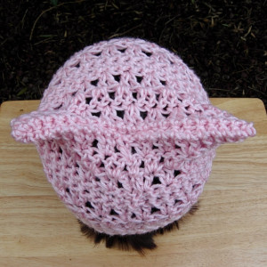 Light Pink Pussy Cat Hat, Summer Lacy PussyHat, Lace Pussy Hat, Lightweight Soft Acrylic Crochet Knit Solid Pink Thin Spring Beanie, Ready to Ship in 3 Days