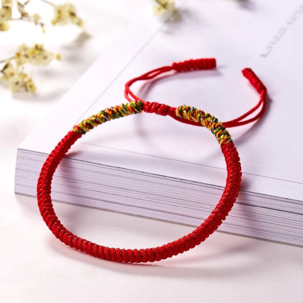 Red Tibetan Buddhist Lucky Rope Bracelet, Meditation Bracelets For Women Men, Handmade Knots Rope Buddhist Bracelet, Yoga Bracelet, Prayer
