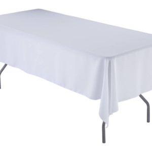 60" x 84" Rectangular White Tablecloth Polyester