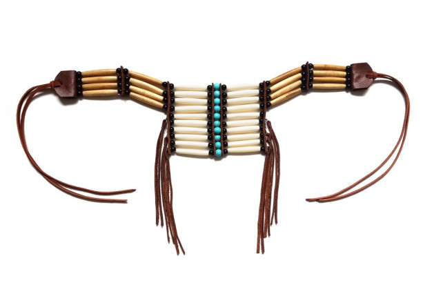 Handmade Traditional Bone Hairpipe Beads Tribal Breastplate Choker Necklace