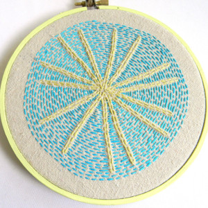 Retro Starburst Hoop Art - Embroidery - Wall Art