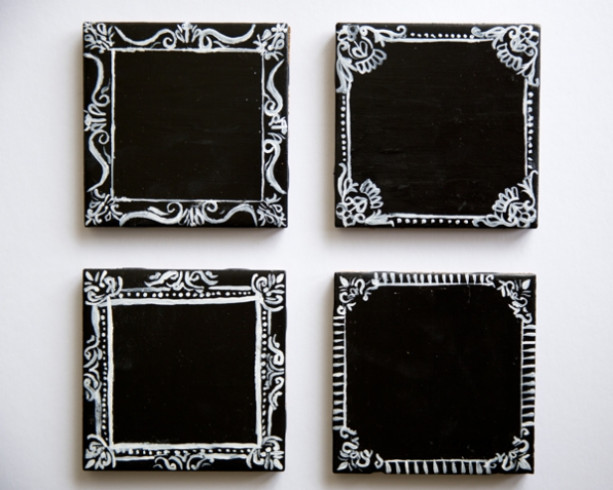 Chalkboard Coasters with White Frame